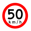 Señal de trafico indicando limite de velocidad