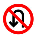 Road sign prohibiting U-turns